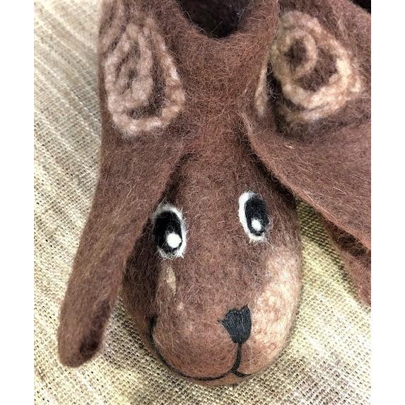 キッズ　フェルトルームシューズ　犬　ブラウン　 | 
