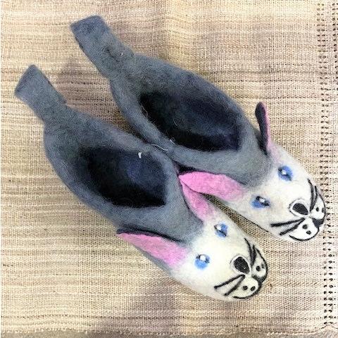 キッズ　フェルトルームシューズ ラビット　グレー　 | 