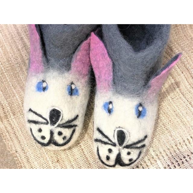 キッズ　フェルトルームシューズ ラビット　グレー　 |  | 01