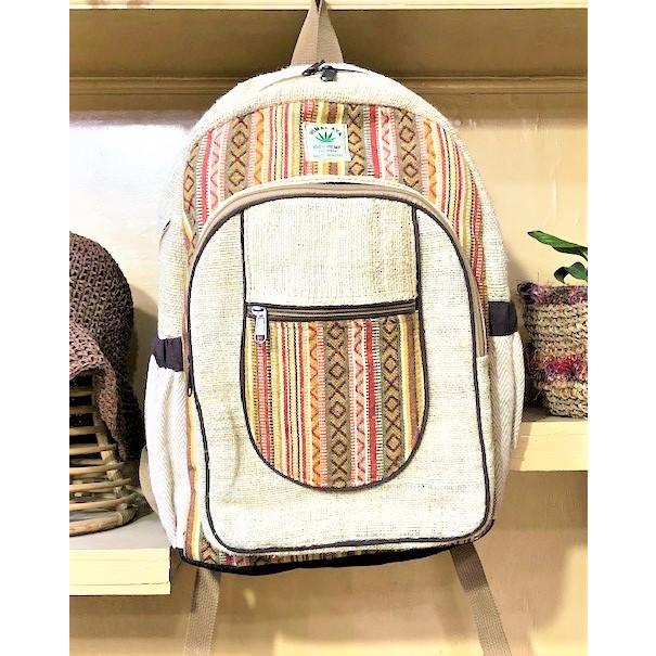 手織りヘンプ使用 大麻 HEMP リュック デイバック USED(L98 Hemp Bag、Bag Pack、Waist Bag、ヒマラヤヘンプ製バックパック