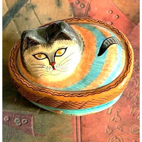 小物入れ　猫　置物　ハンドペイント　A |  | 01