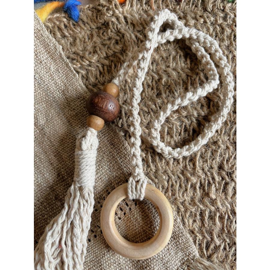 カーテンホルダー タッセル カーテン留め 100％コットン ウッドリング、ウッドビーズ付き　1個売り |  | 01