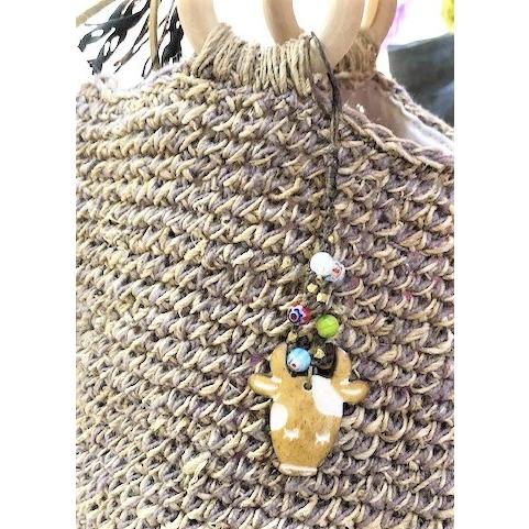 ハンドメイド　牛　デザインA　ストラップ　バッグチャーム　丑　キーチェーン　　 |  | 02