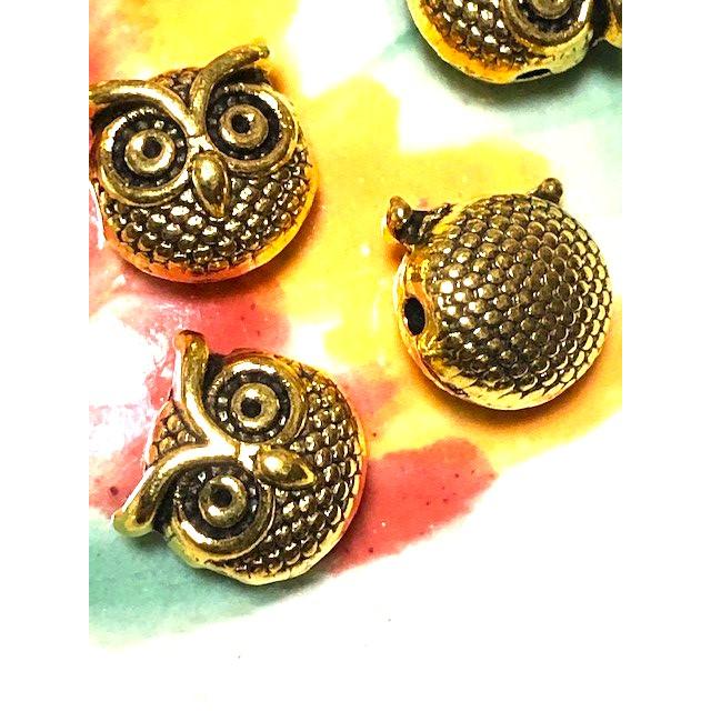 メタルビーズ　フクロウ　ゴールド　6個入り |  | 01