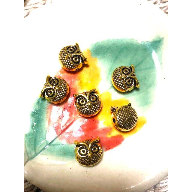 メタルビーズ　フクロウ　ゴールド　6個入り |  | 02