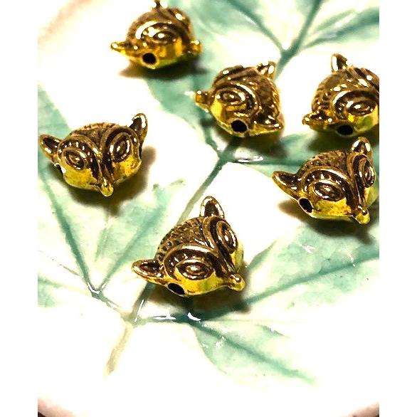 メタルビーズ　キツネ　ゴールド　6個入り　11mm | 