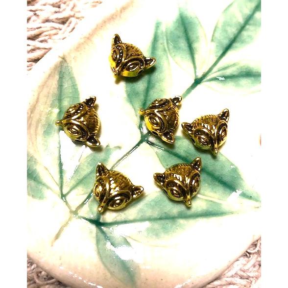 メタルビーズ　キツネ　ゴールド　6個入り　11mm |  | 01