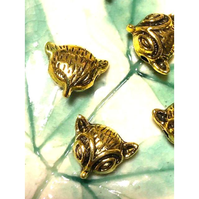 メタルビーズ　キツネ　ゴールド　6個入り　11mm |  | 02