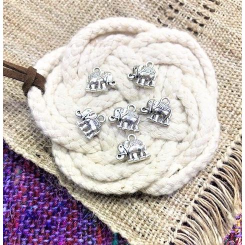 メタルチャーム　ゾウ　シルバー　6個入り | 