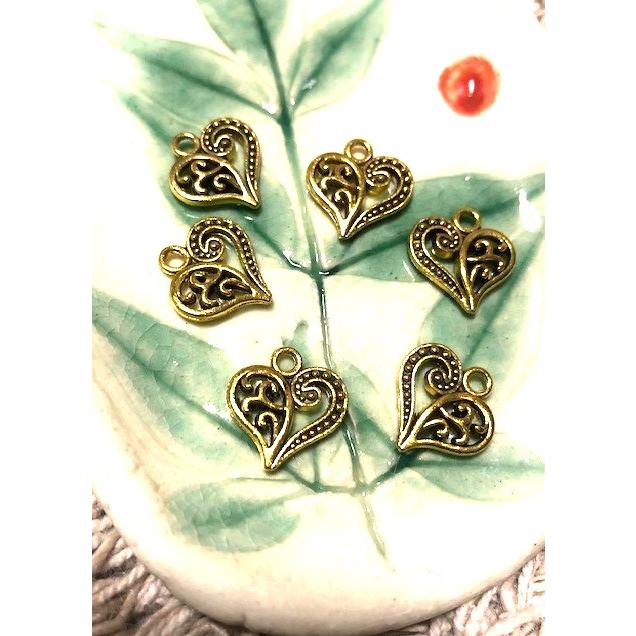 メタルチャーム　ハート　ゴールド　6個入り　12mm |  | 02