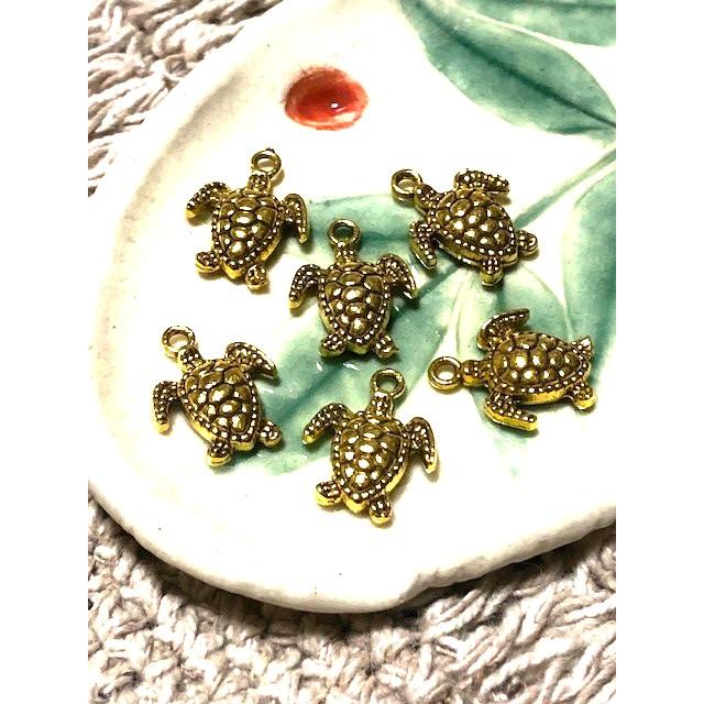 メタルチャーム　カメ　ゴールド　6個入り　13mm |  | 01