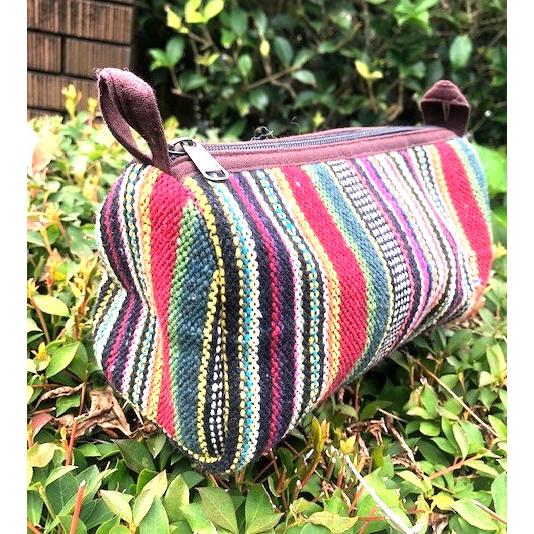 コットン　ポーチ　ストライプ　レッドMIX |  | 01