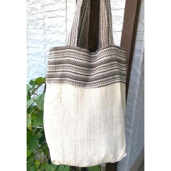 100%リネン トートバッグ　ブラウン/ブラック 　 | 