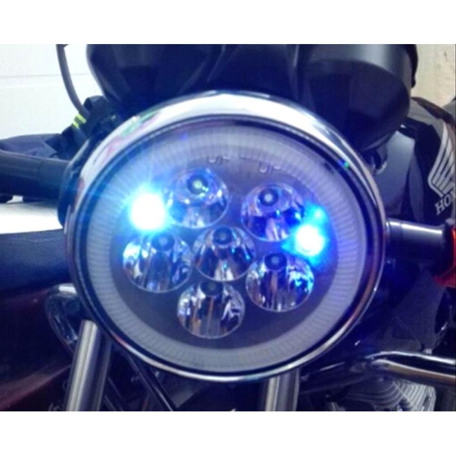 モンキー 系 バイク 汎用 LED ヘッド ライト 30W / RGB ポジション 球 2灯 付き（小） 058