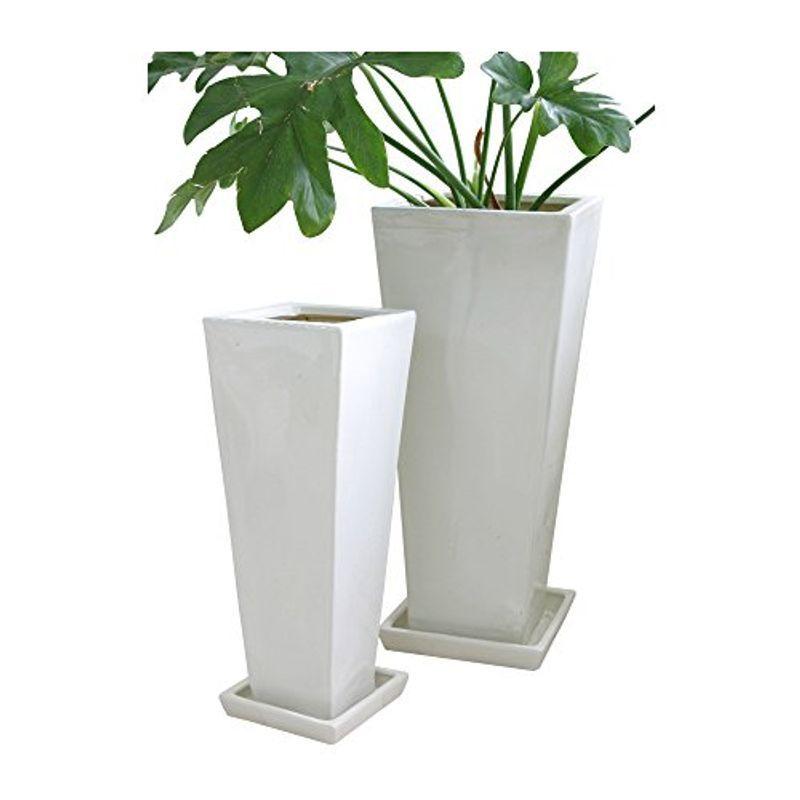 Floralies プランター 大型 おしゃれ 受け皿付き 2個セット 植木鉢