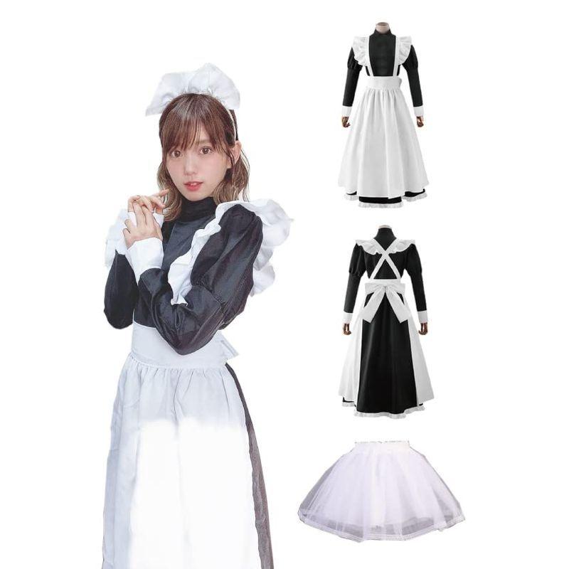 Tjq メイド服 コスプレ ロング 英国風 長袖 パニエ付き3点セット清楚 可憐 かわいい 大きいサイズ ワンピース L 35ifrhxsj4 Www Chicagocriminaldefenselawyersblog Com