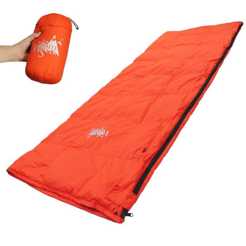 whiteseek 寝袋 シュラフ 羽毛 ダウン 封筒型 軽量 極小 コンパクト