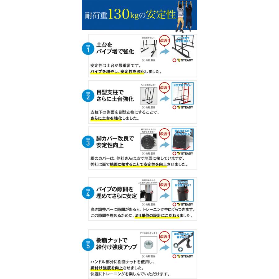 ぶら下がり健康器 懸垂マシン 安定強化版 チンニングスタンド 懸垂バー ぶらさがり健康器 けんすいマシーン STEADY ST101｜madurez｜10