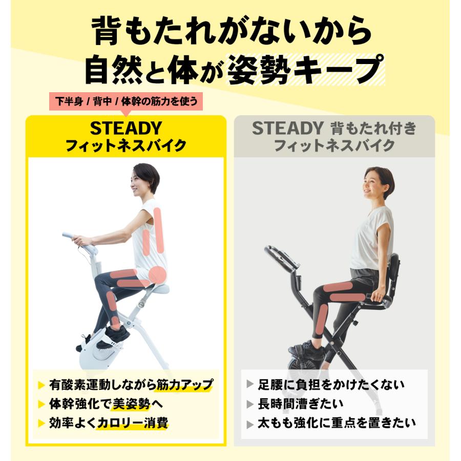 STEADY フィットネスバイク 心拍計測 折りたたみ STEADY（ステディ） フィットネスバイク 静音 家庭用 折りたたみ