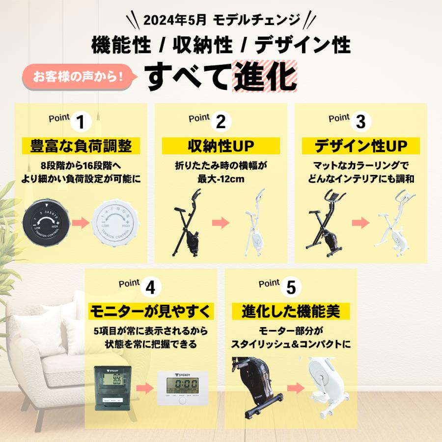STEADY（ステディ） フィットネスバイク 静音 家庭用 折りたたみ