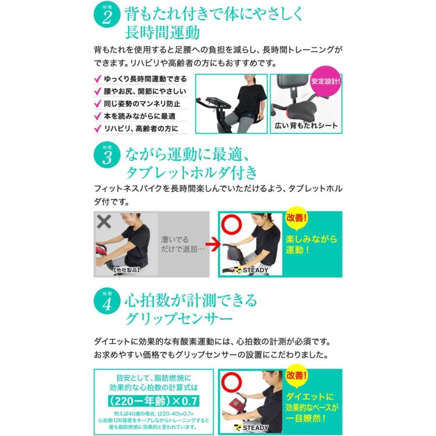フィットネスバイク 心拍数計測 折りたたみ式 背もたれ付き 静音 小型 1年保証 Steady ステディ St120 エアロバイク St120 Steady Yahoo 店 通販 Yahoo ショッピング
