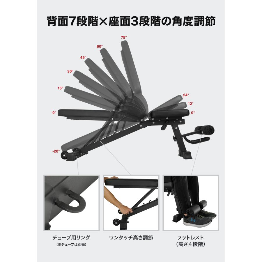 STEADY（ステディ） トレーニングベンチ 耐荷重330kg 家庭用 角度調整