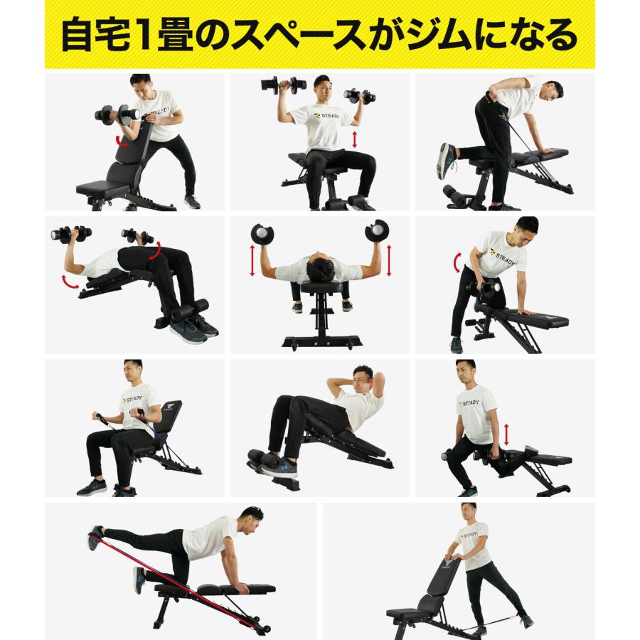 STEADY（ステディ） トレーニングベンチ 耐荷重330kg 家庭用 角度調整