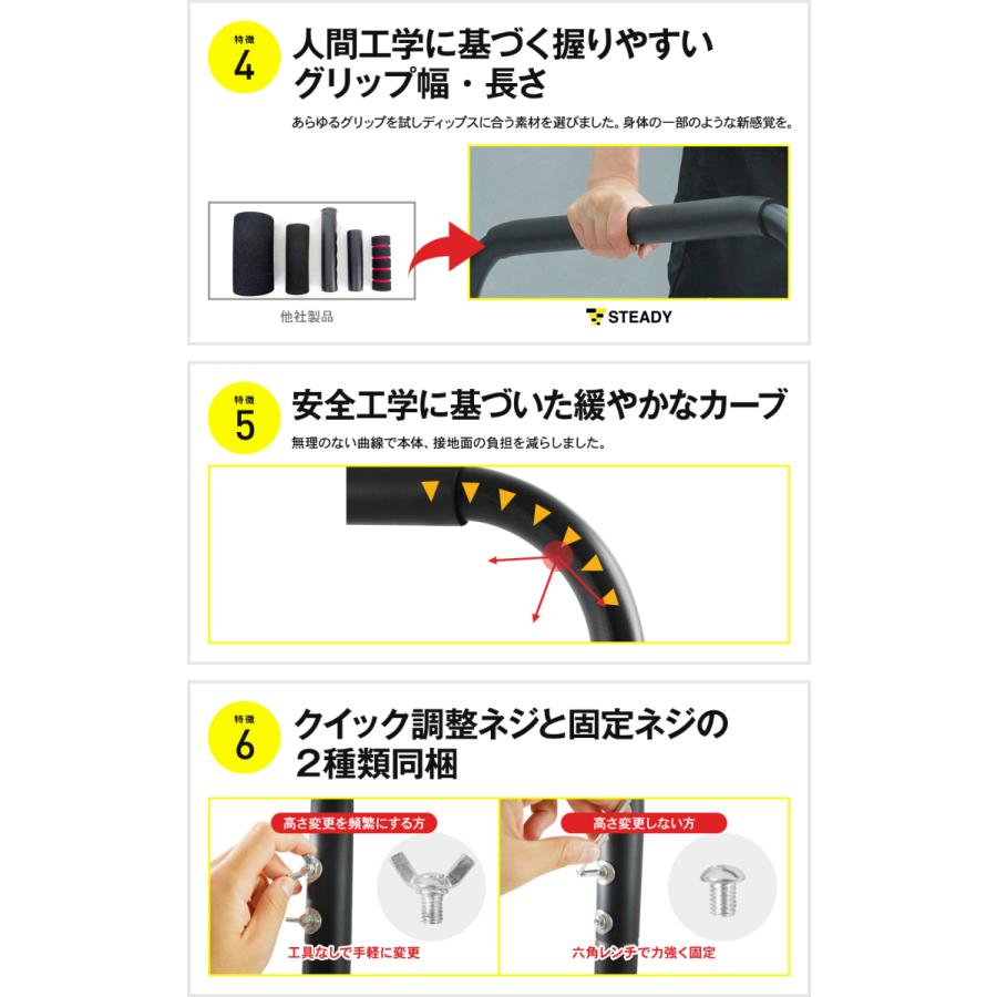 ディップススタンド 新開発TS System支柱 耐荷重150kg ディップスバー [1年保証] STEADY (ステディ) ST126 折りたたみ ディップスマシン 筋トレ｜madurez｜14