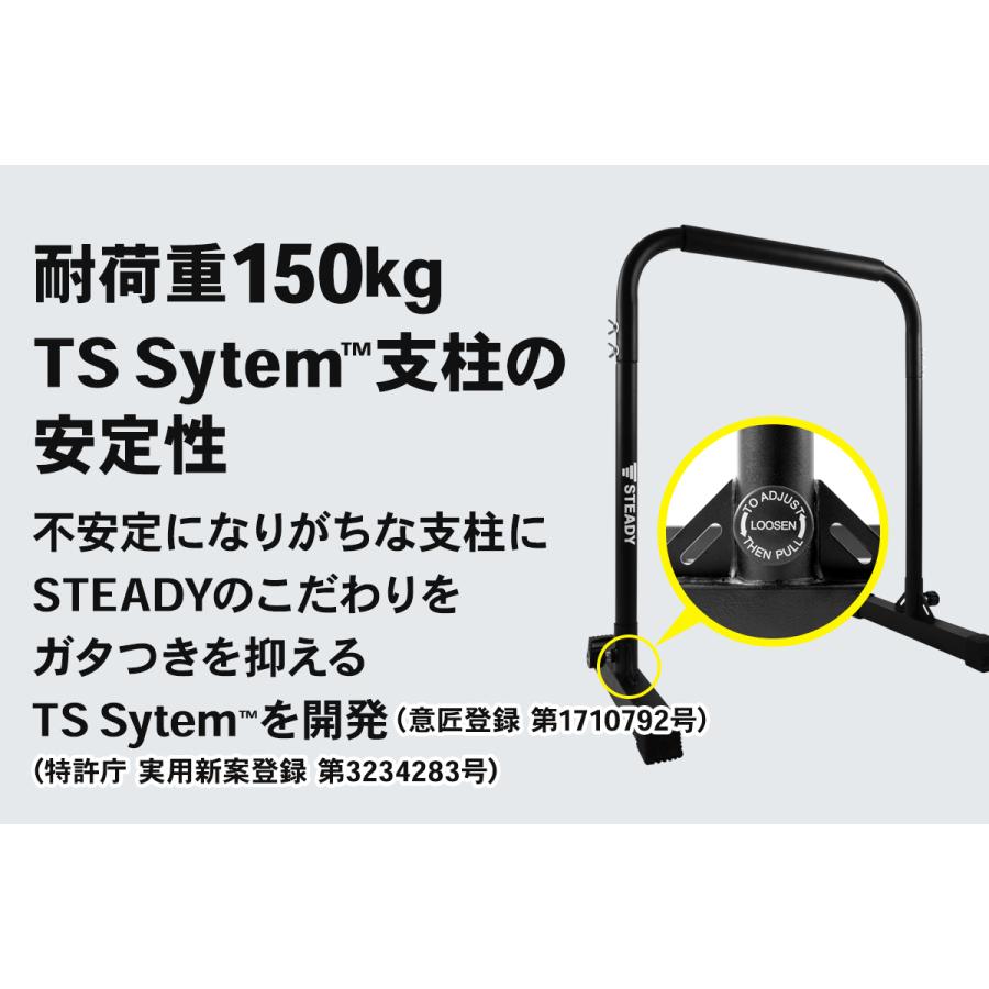 ディップススタンド 新開発TS System支柱 耐荷重150kg ディップスバー [1年保証] STEADY (ステディ) ST126 折りたたみ ディップスマシン 筋トレ｜madurez｜08