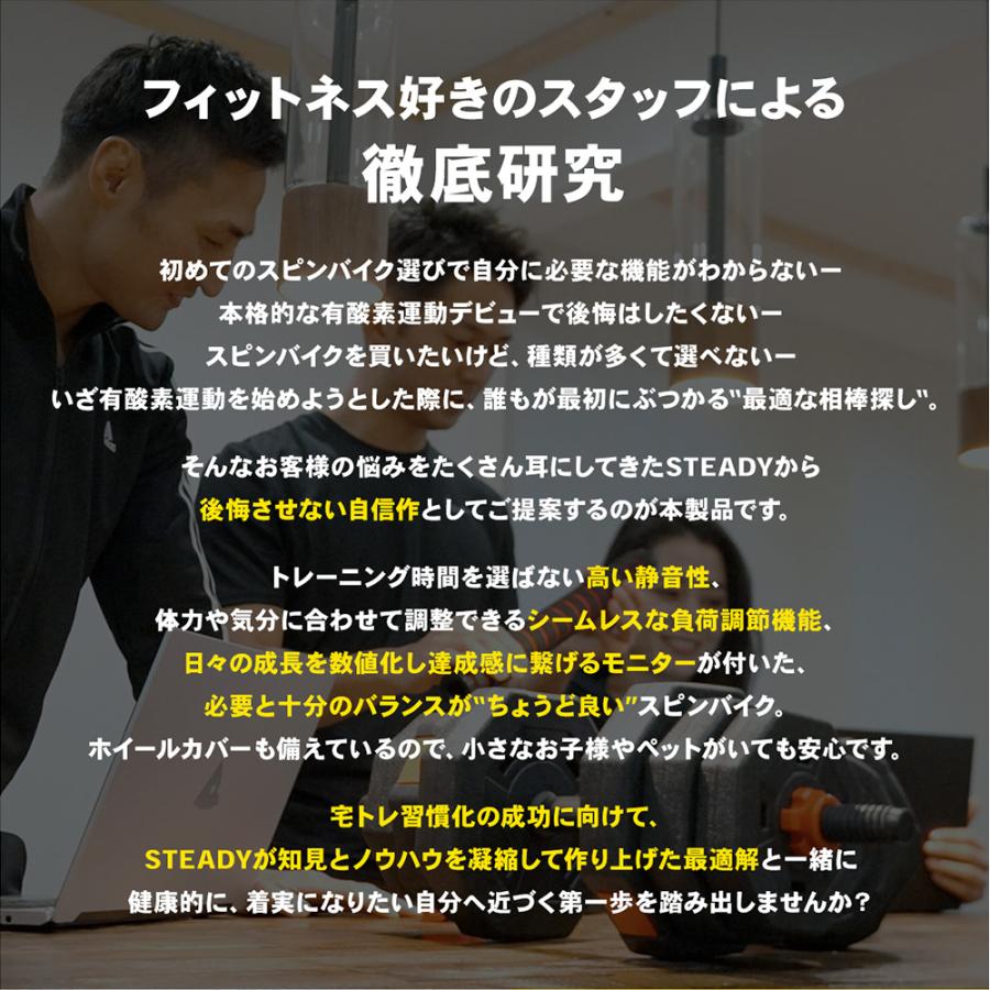 STEADY（ステディ） スピンバイク マット付き 静音 家庭用 無段階負荷