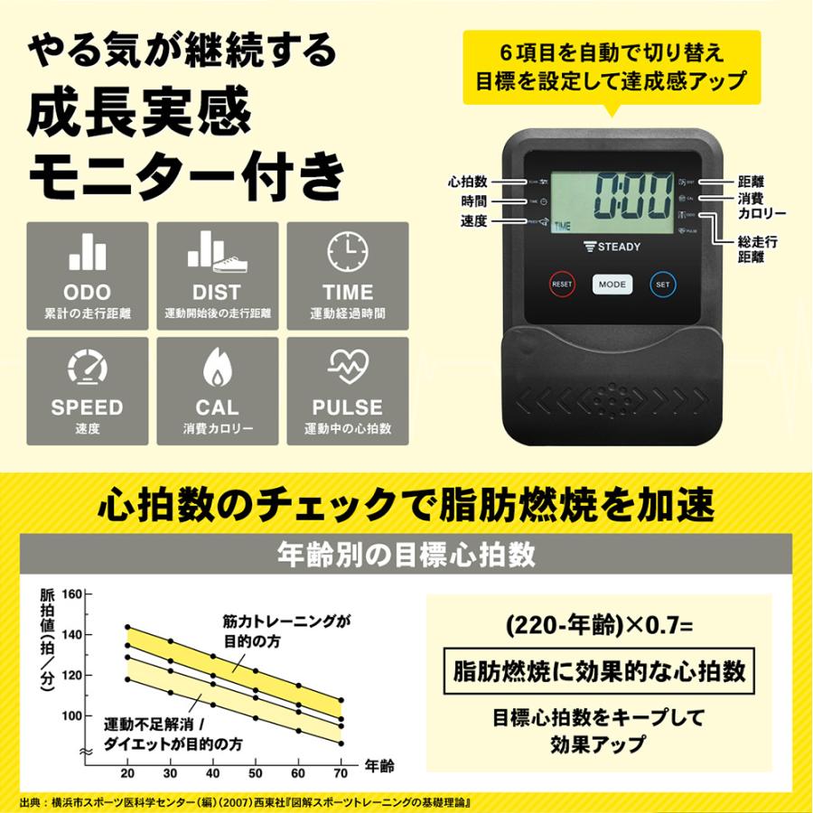 STEADY（ステディ） スピンバイク マット付き 静音 家庭用 無段階負荷