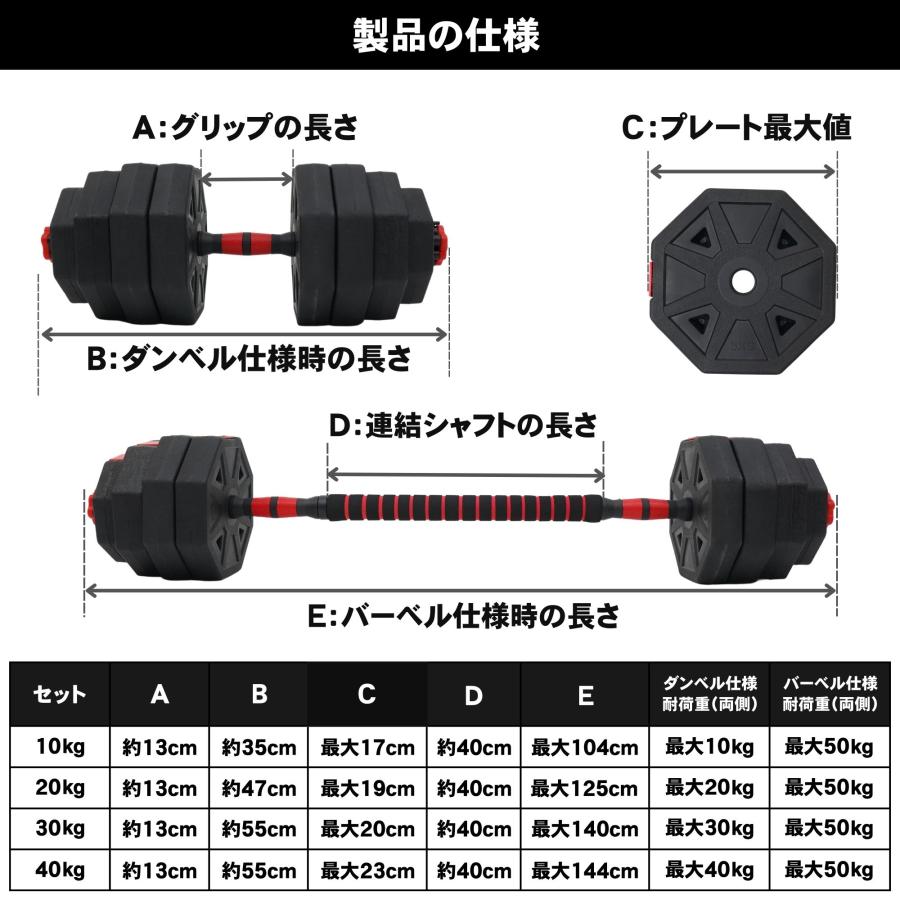 STEADY（ステディ） 可変式ダンベル 10kg 2個セット 家庭用 ワンタッチ
