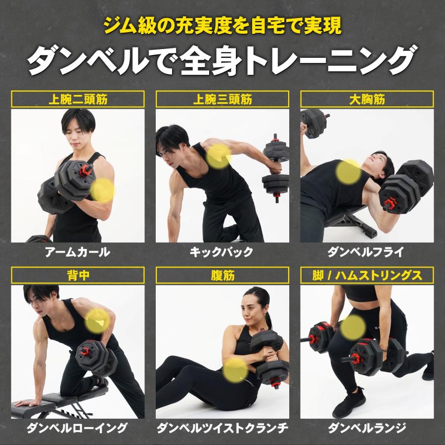 ステディ 可変式ダンベル 15kg×2＋追加プレート STEADY（ステディ） 可変式ダンベル 15kg 2個セット 家庭用 ワンタッチ