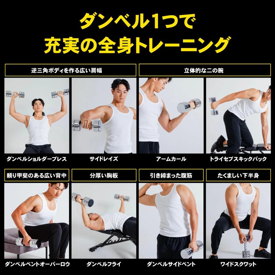 STEADY（ステディ） 可変式ダンベル クローム 10kg 2個セット 家庭用