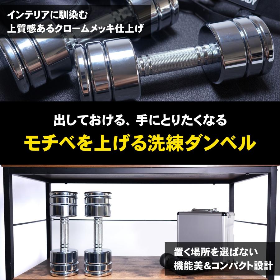 STEADY 可変式ダンベル 15kg×2 ST131 STEADY（ステディ） 可変式ダンベル クローム 15kg 2個セット 家庭用