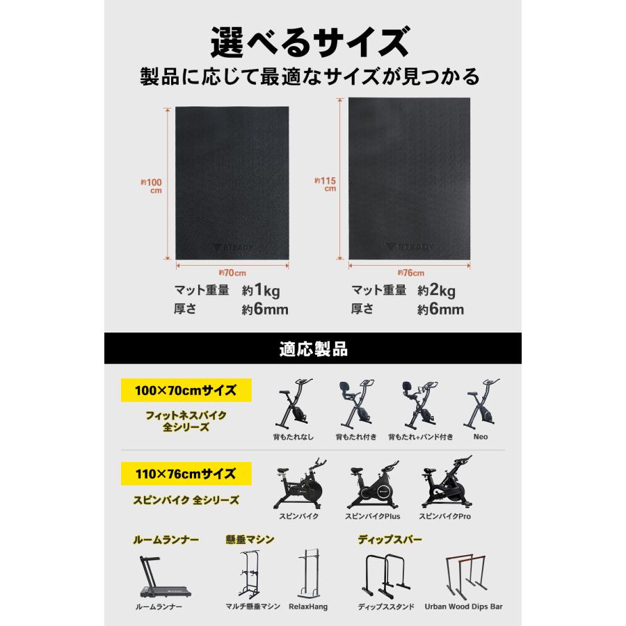 STEADY（ステディ） トレーニングマット 115×76cm 厚さ6mm 大判サイズ