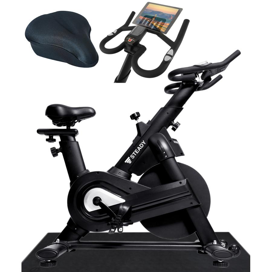 グ*ン様 スピンパワー425CX スーパーエアロ スピードキャストのセット STEADY（ステディ） スピンバイク Pro マット＆サドルカバー付き 静音