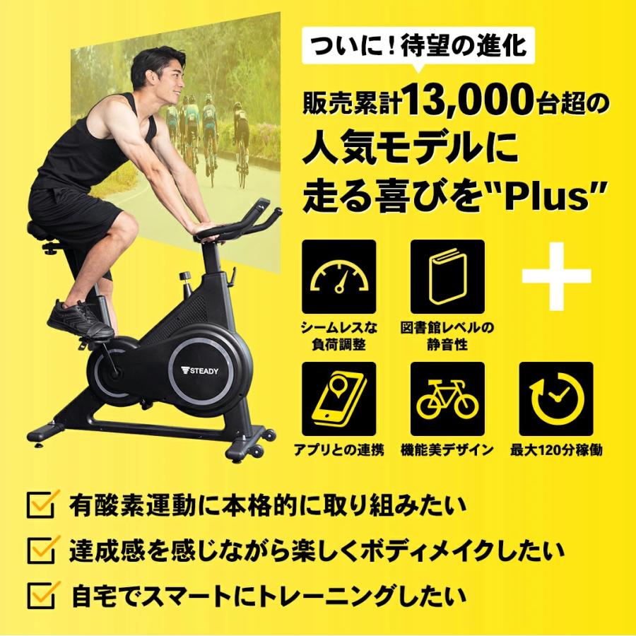 【美品・3点セット】STEADY スピンバイク Plus（マット・サドルカバー付） STEADY（ステディ） スピンバイク Plus マット＆サドルカバー付き 静音