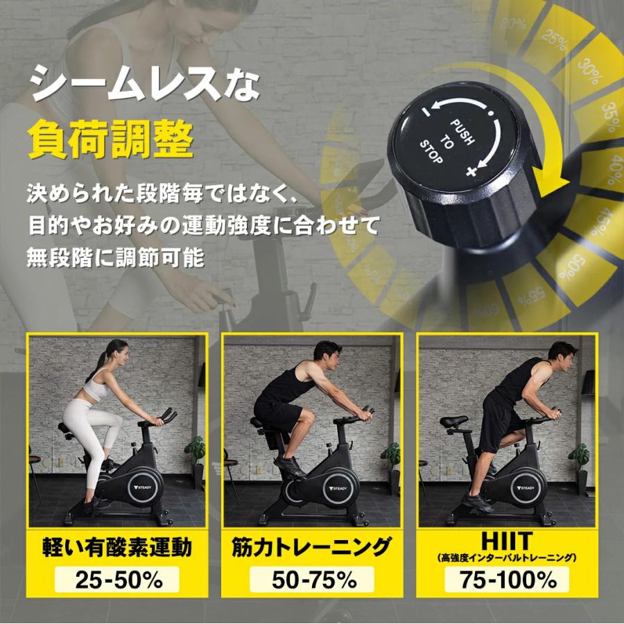 STEADY（ステディ） スピンバイク Plus マット＆サドルカバー付き 静音