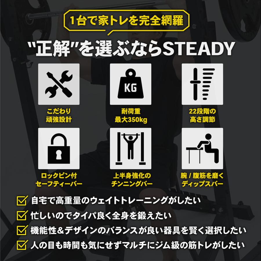 STEADY ハーフラック パワーラック 【22段階x5.5cmの高さ調整 STEADY ハーフラック パワーラック 【22段階x5.5cmの高さ調整