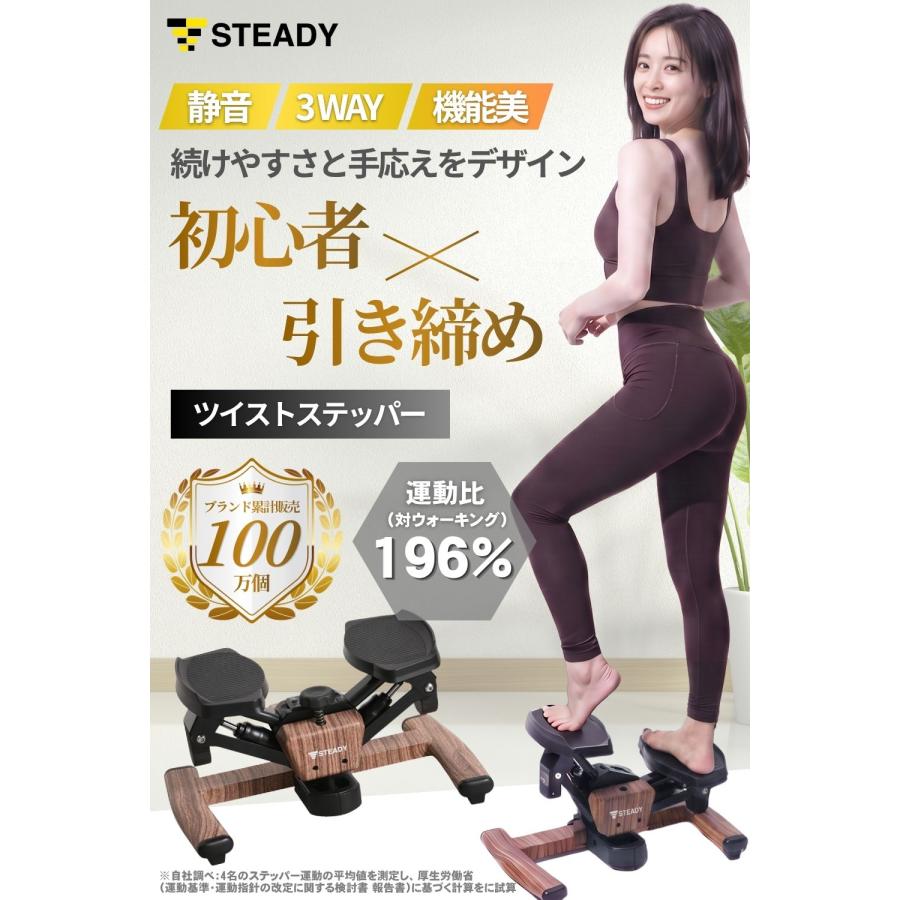 K64 美品！STEADY ツイストステッパー 筋トレエクササイズ トレーニング STEADY（ステディ） ツイストステッパー ステッパー 静音 3WAY 家庭用