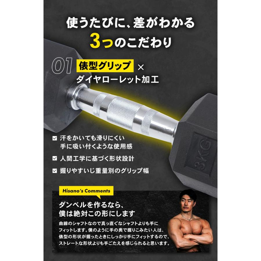 STEADY（ステディ） ヘックスダンベル Solid【12.5kg×2個セット】3kg