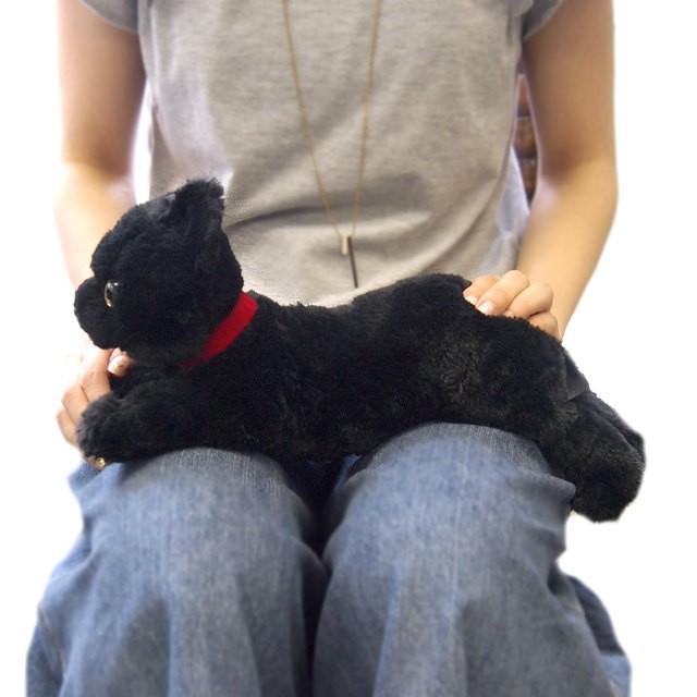 ネコ ぬいぐるみ ひざねこ Sサイズ 黒猫 もふもふ ゆるゆる