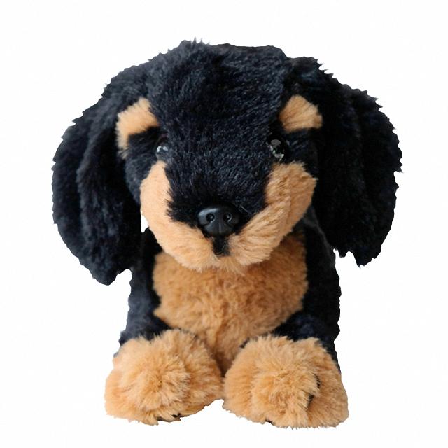 犬のぬいぐるみ リアルな癒し系 ひざわんこ SS ミニチュアダックス BK
