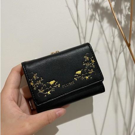 サニーサイド 小鳥箔押しがま口 折財布 : メッチェン洋品雑貨店 サニーサイド 小鳥箔押しがま口 折財布 : メッチェン洋品雑貨店