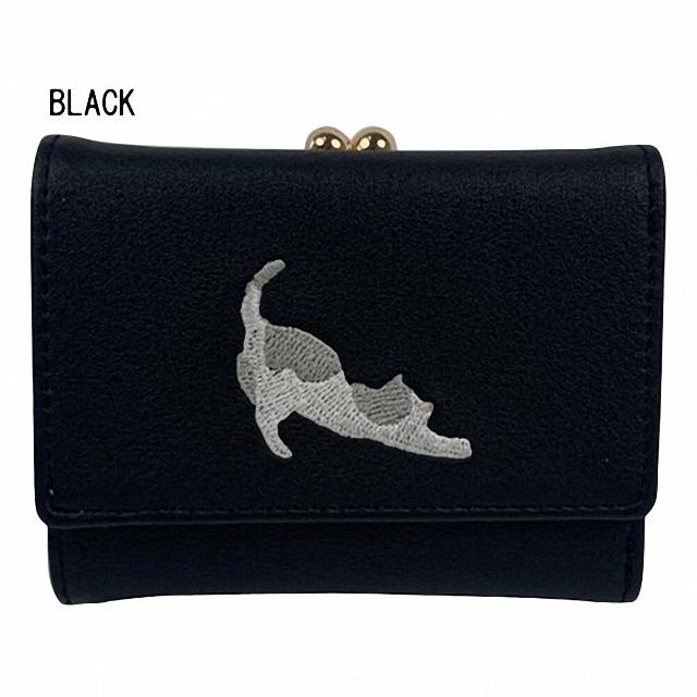 Sunny Side（サニーサイド） のび猫 刺繍 がま口 3つ折財布