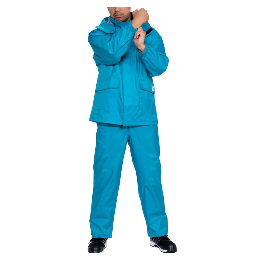 APT RAIN HI(アプトレインハイ) 前垣 AP600透湿レインスーツ エメラルド LLサイズ APt collection AP600 透湿 レインスーツ 作業用 回るフード 収納袋