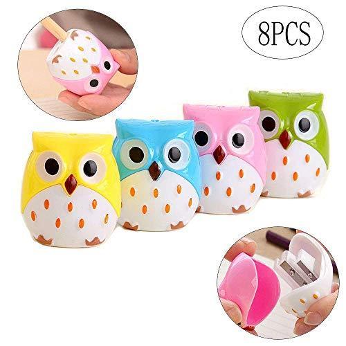 Binaryabc フクロウ鉛筆削り器 文房具 2穴 8pcs 色ランダム コンビニ受取対応商品