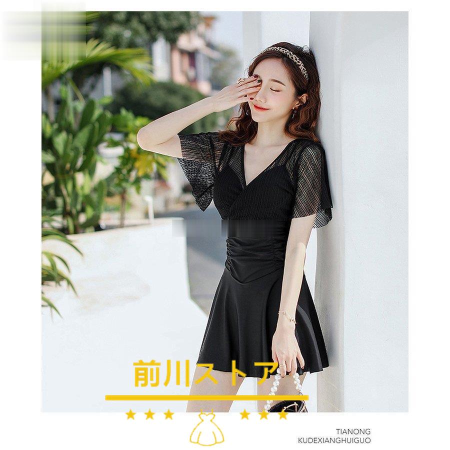 商舗 水着 レディース 体型カバー 水着ワンピース型 サロペット水着 半袖 黒vネック 小胸バンドゥ 40代 オシャレ韓国風 可愛い スイムウェア ママ水着 温泉 Karolinemedeiros Com Br