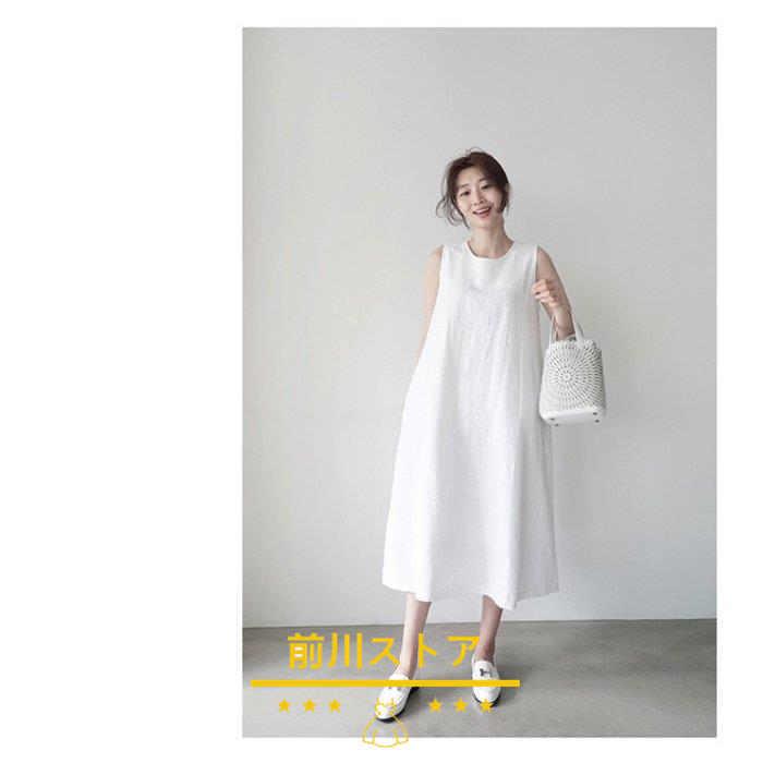 ワンピース レディース リネンワンピース マキシ丈 黒 亜麻ワンピース ノースリーブ タンク ゆったり 体型カバー ロングワンピース送料無料 激安卸販売新品